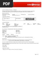 Lion Air Eticket Itinerary / Receipt