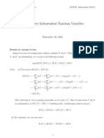 Sum of Two Independent Random Variables: September 16, 2012