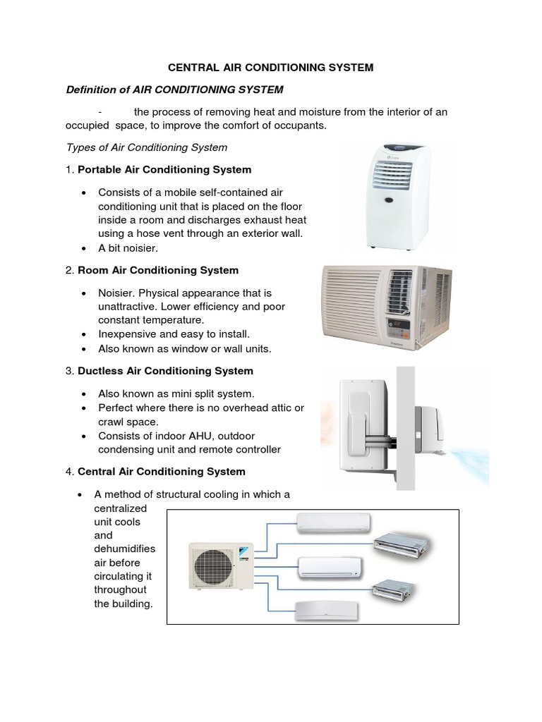 Types of Air Conditioning Systems Explained | PDF | Heat Pump | Air ...
