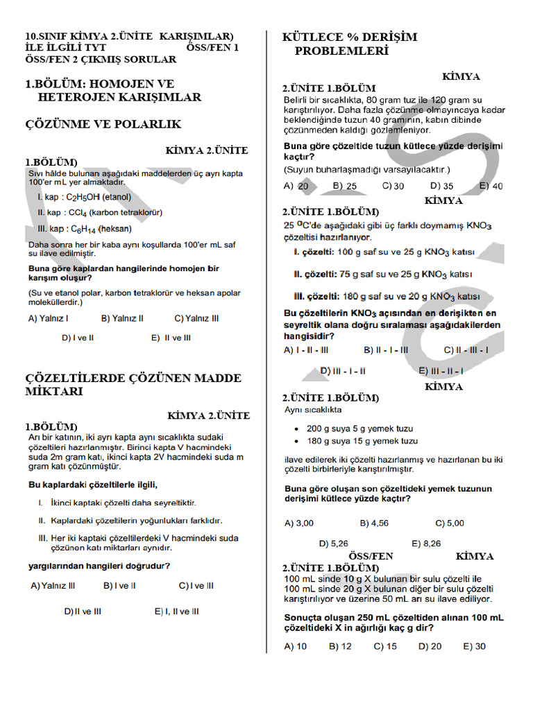 10 Ki Mya 2 Uni Te Tyt Ayt Ygs Lys Cikmis Sorular Pdf