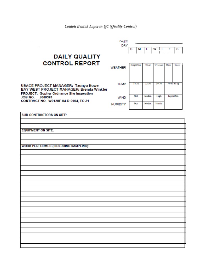 Contoh Laporan Quality Assurance