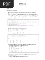 Eng Ek 127 Worksheet 3A: Vec Input ('Enter A Vector: ')