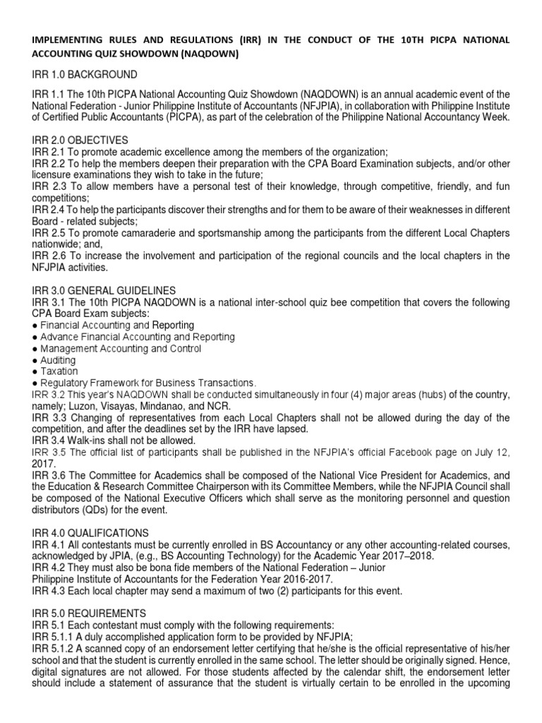 Implementing Rules and Regulations PDF Certified Public Accountant