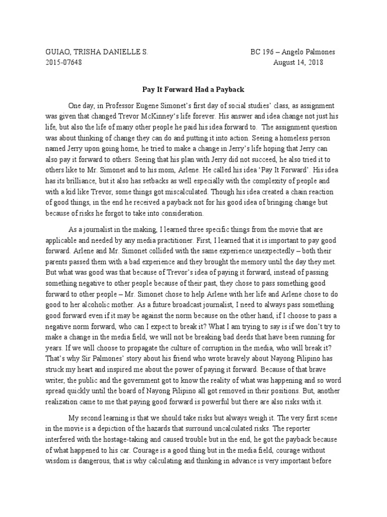 pay it forward essay