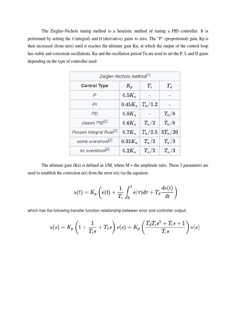 ZieglerNichols Tuning Method PDF