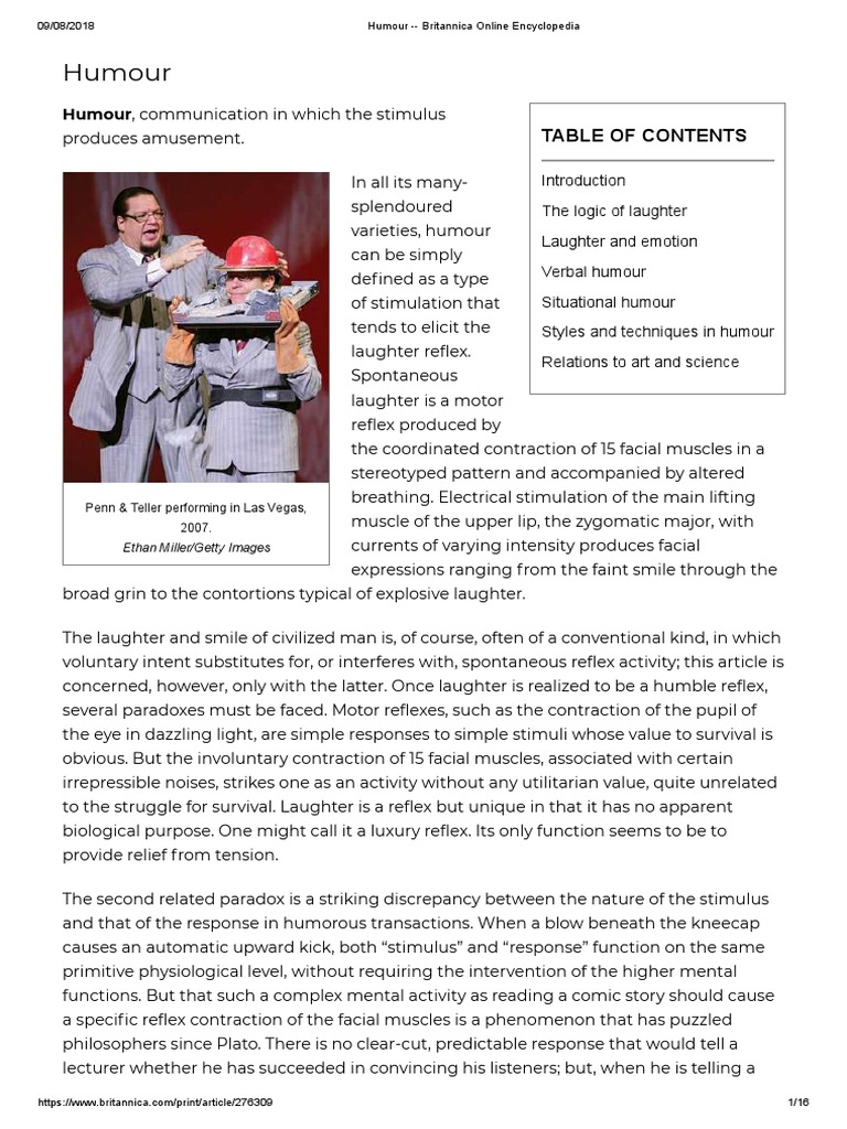 Humour - Britannica Online Encyclopedia PDF | PDF | Laughter | Humour