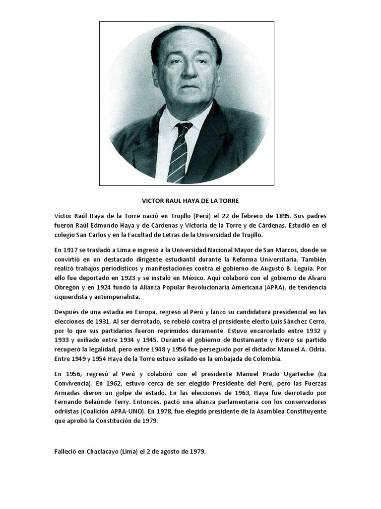 Victor Raul Haya de La Torre | PDF | Elecciones | Gobierno