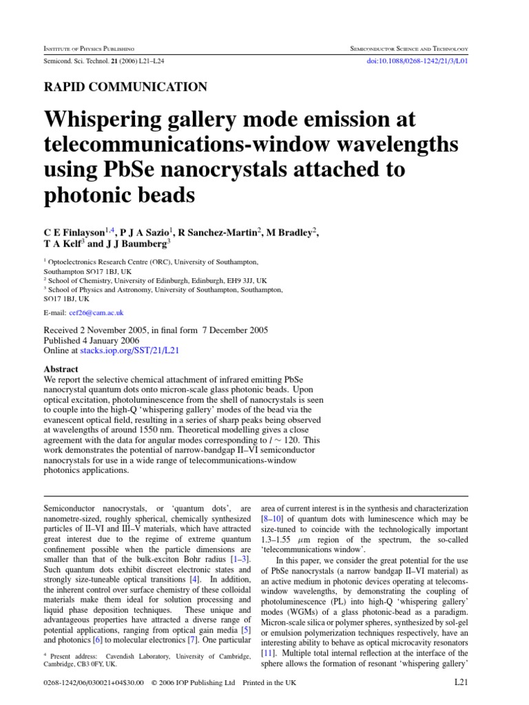 Whispering Gallery Mode | PDF | Optics | Scanning Electron Microscope