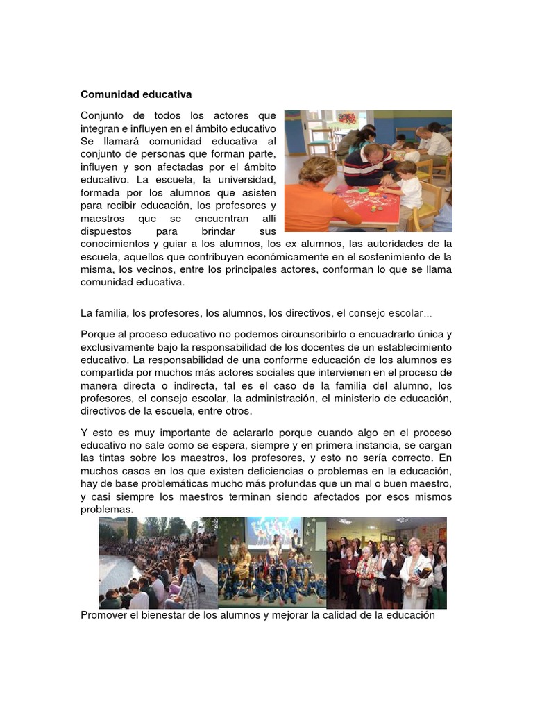 Definición de comunidad educativa | PDF | Maestros | Sicología