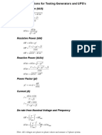 Useful Electrical Equations