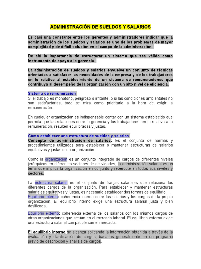 Administración de Sueldos y Salarios | PDF | Salario | Derecho laboral