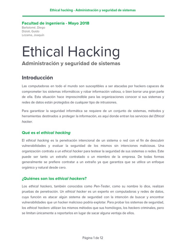 Ethical Hacking | PDF | Hacker de seguridad | Sombrero Blanco ...