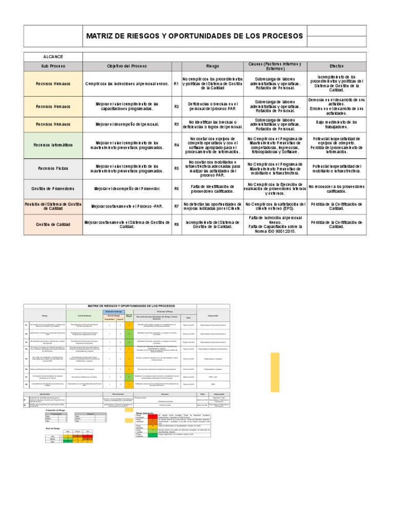 Matriz de Riesgos y Oportunidades ISO 9001 | PDF | Calidad (comercial