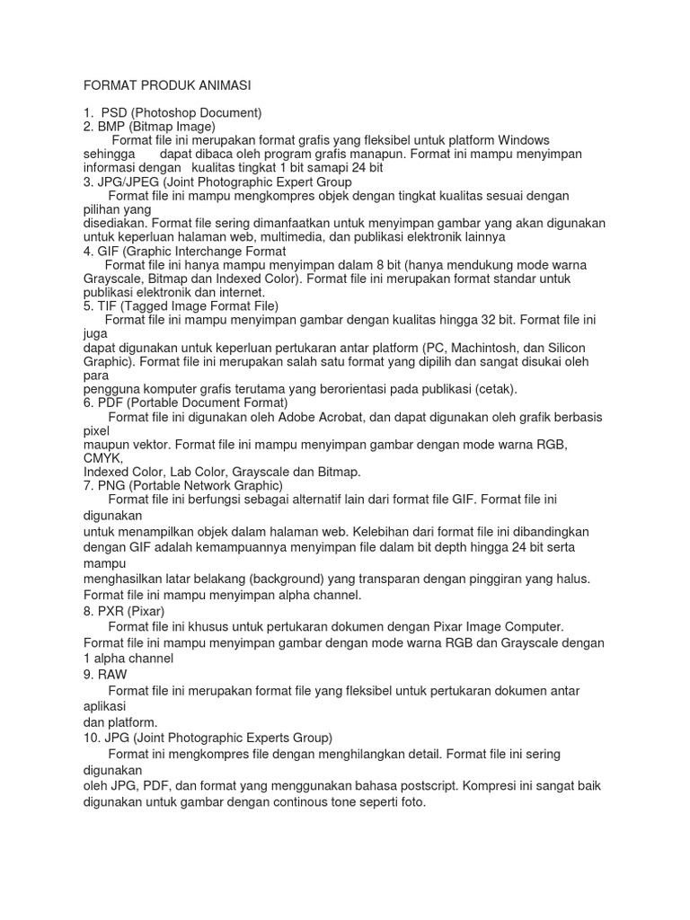 Format Produk Animasi