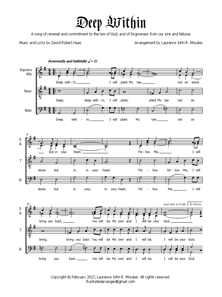 Deep Within (Haas, Arr. Morales) | PDF | Vocal Music