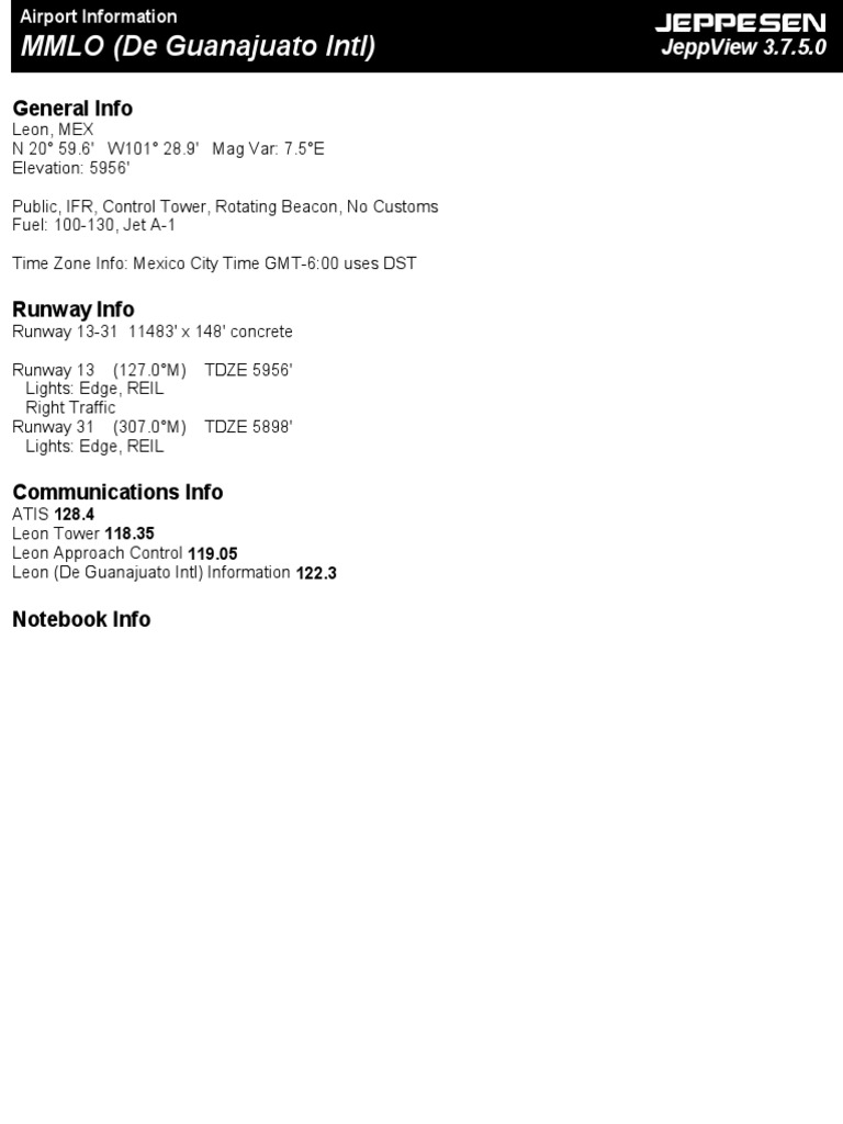 Leon Guanajuato International Airport Info | PDF | Aeronautics | Aviation