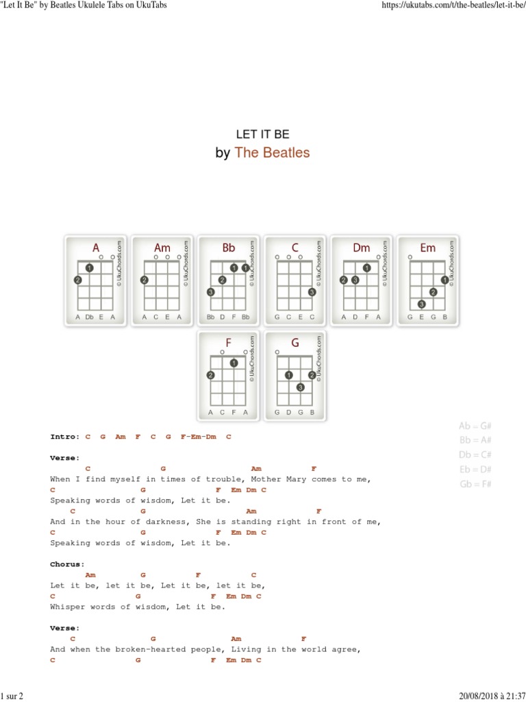 Let It Be - by Beatles Ukulele Tabs On UkuTabs | PDF | Song Structure ...
