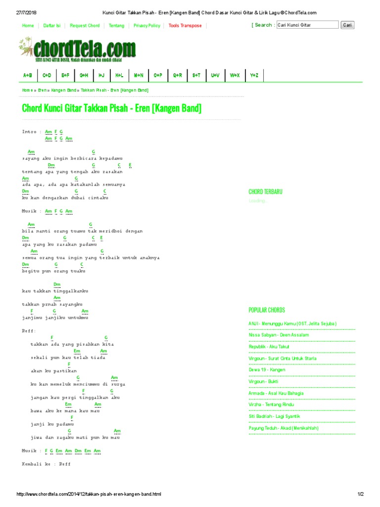 Chord Takdir Cinta Rossa Chordtela