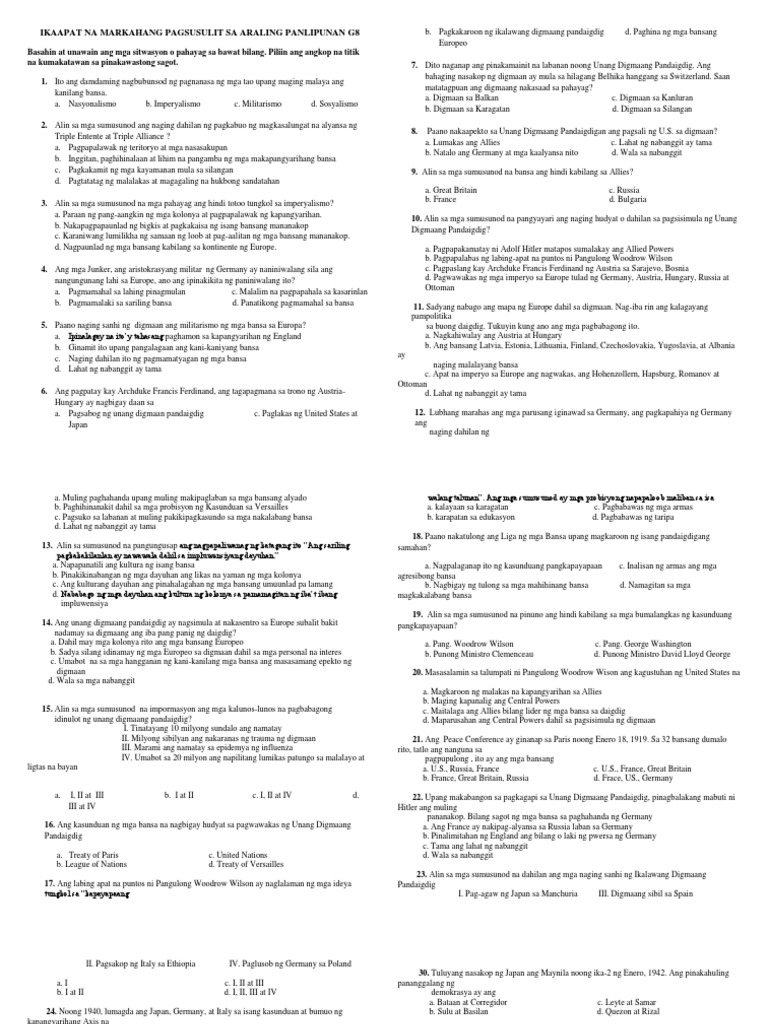 4TH PERIODICAL EXAM G8 Ap | PDF