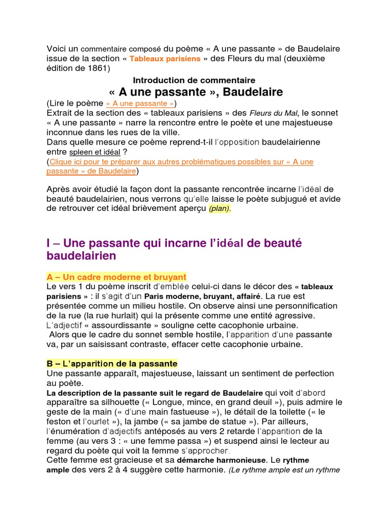 Les Fleurs Du Mal A Une Passante A Une Passante | PDF | Les Fleurs du mal | Charles Baudelaire