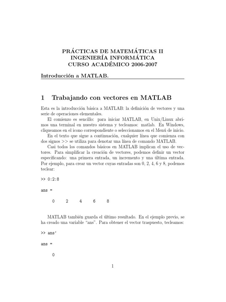 Matlab 1 PDF | PDF