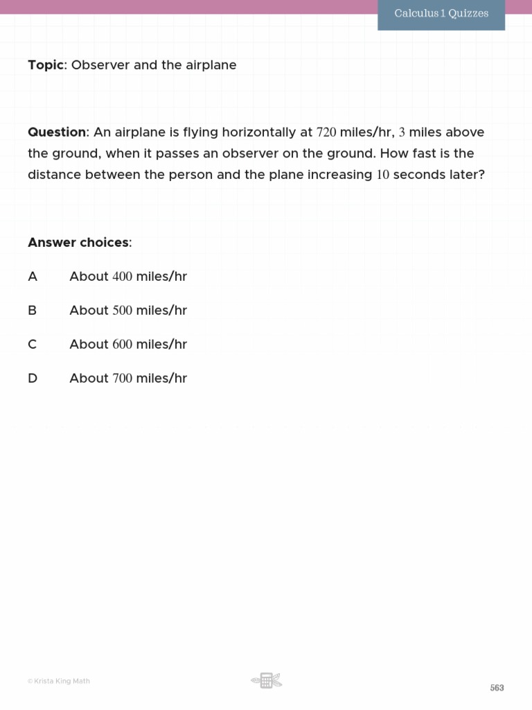 Airplane Distance Rate Calculations | PDF | Mathematical Objects ...