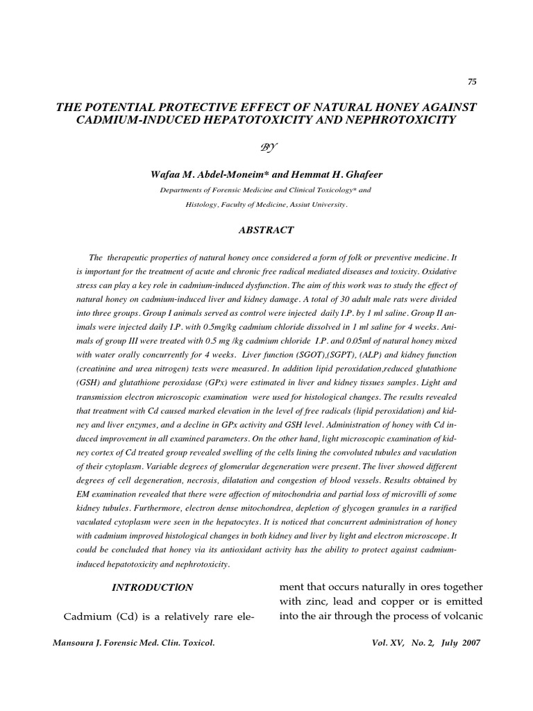 AbdelMoneim (2007) PDF PDF Hepatocyte Cadmium