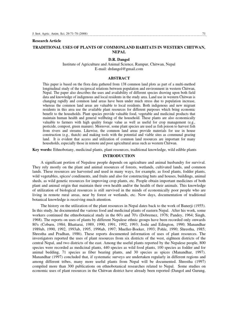 Traditional Uses PDF Ethnobotany Grazing