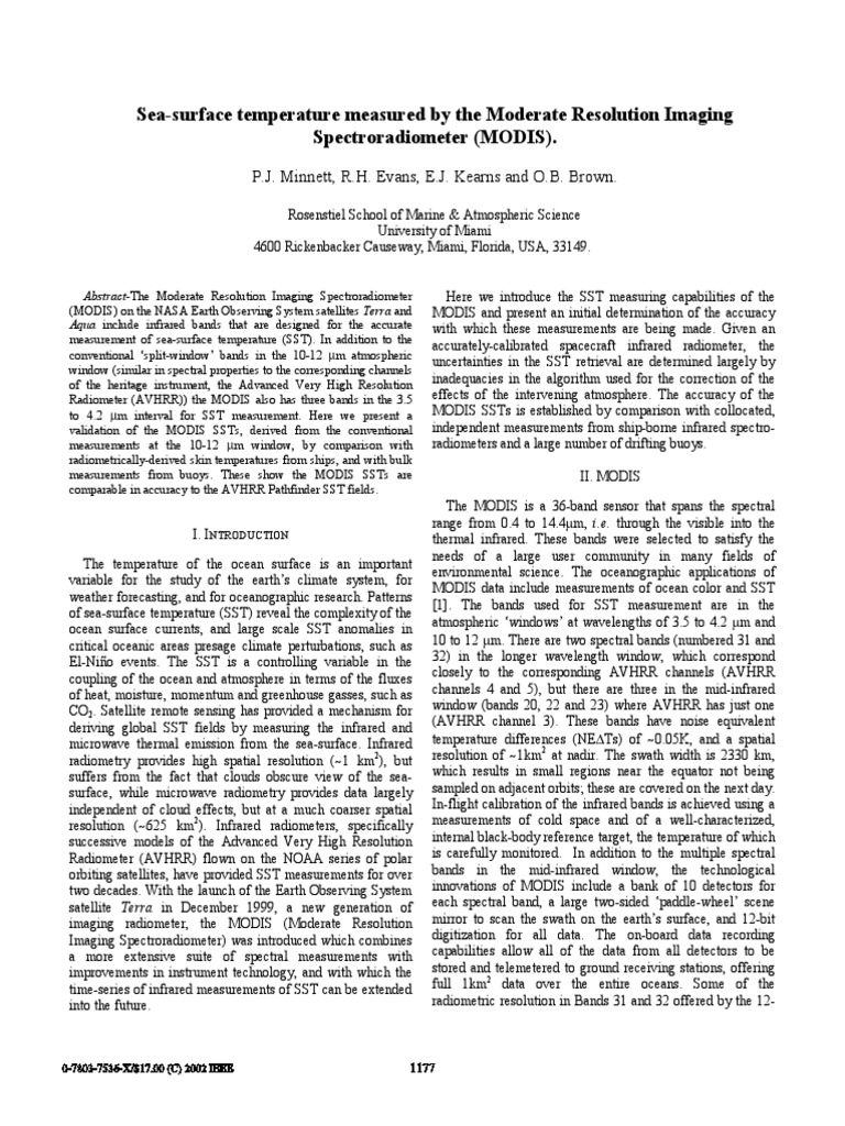 MODIS Sea-Surface Temperature Validation | PDF | Infrared | Physical ...