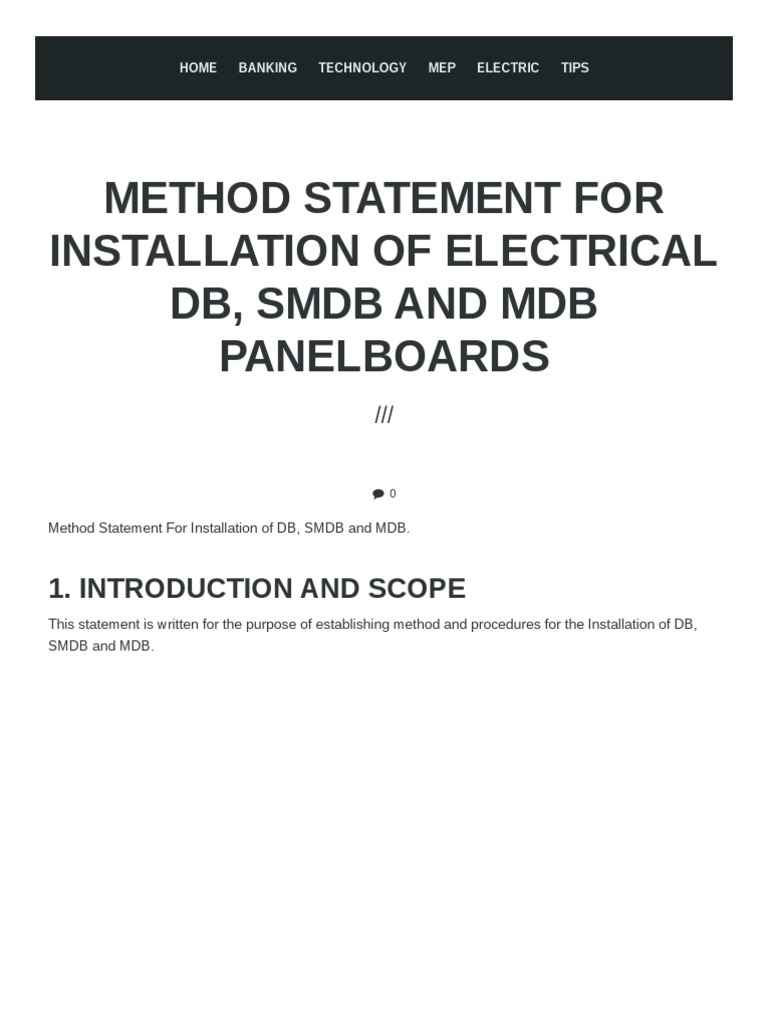Panel Installation Method Statement PDF Electrical Wiring