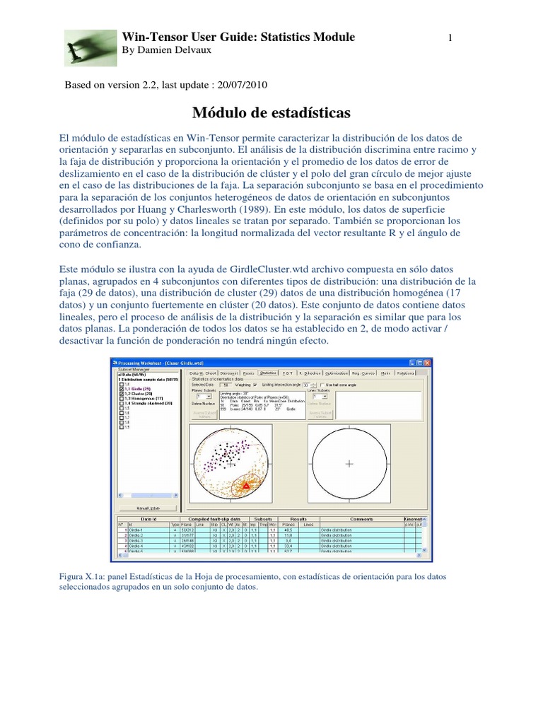 Guía del Usuario de Win-Tensor: Estadísticas | PDF | Kernel (sistema ...