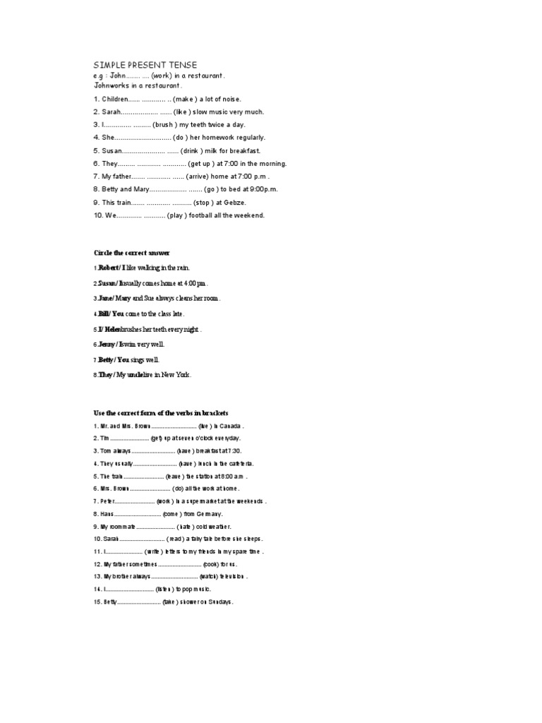 Microsoft Word - Simple Present Tense. | PDF | Linguistics | Grammar