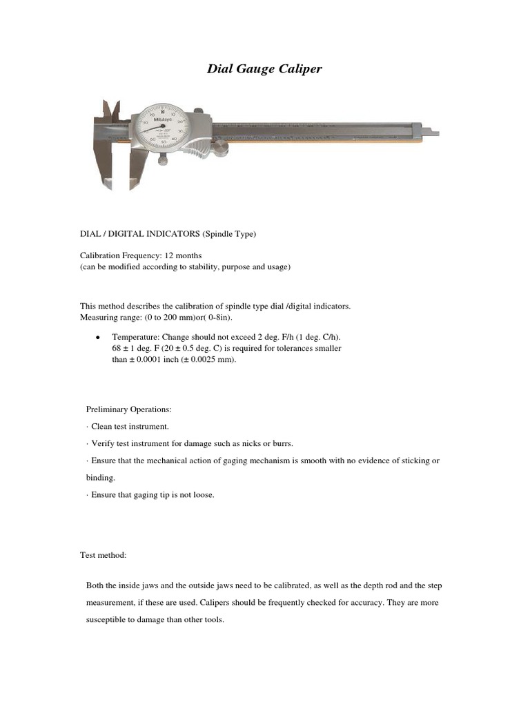 Calibrating a Dial Gauge Caliper Procedures for Ensuring Accurate