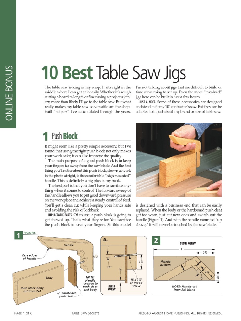 10 Best TableSaw Jigs Desconocido PDF PDF Crafts Tools
