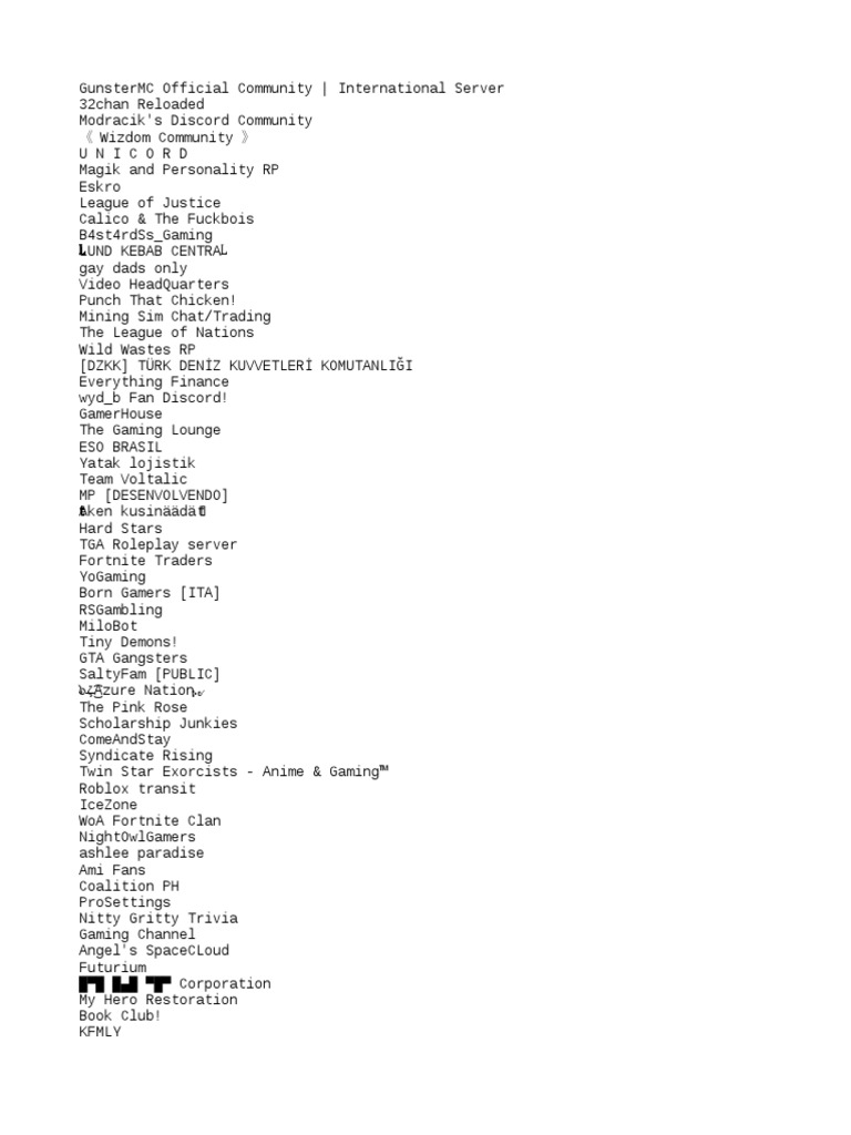 Server List | PDF | Leisure