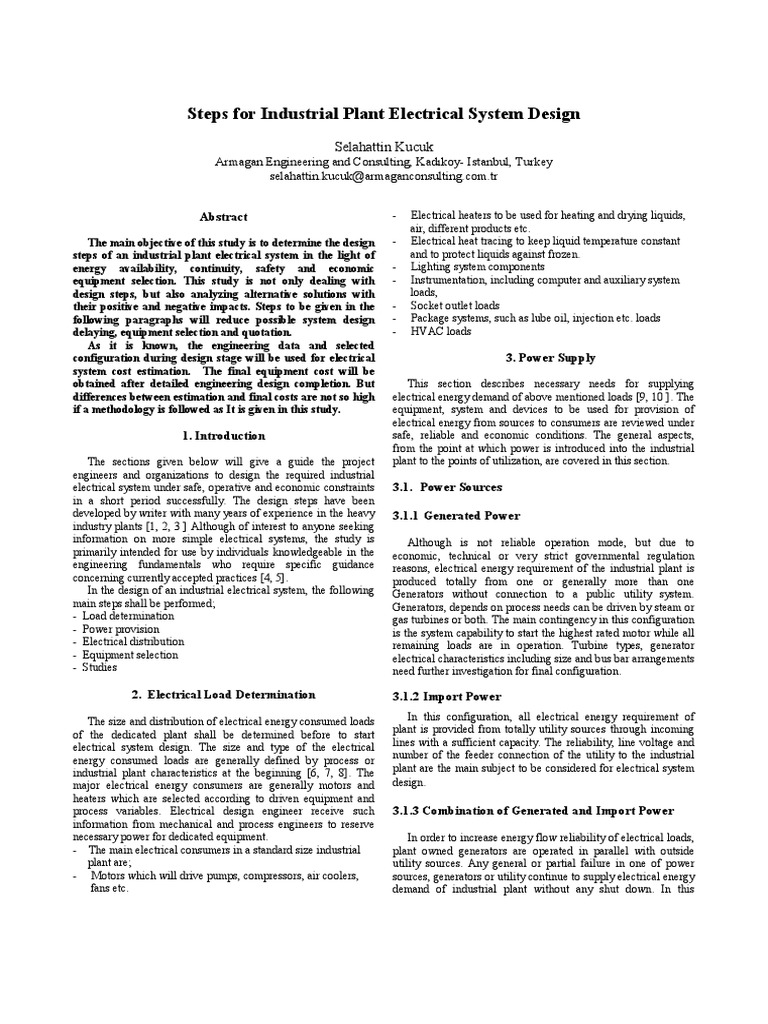 Steps For Industrial Plant Electrical System Design PDF Ac Power