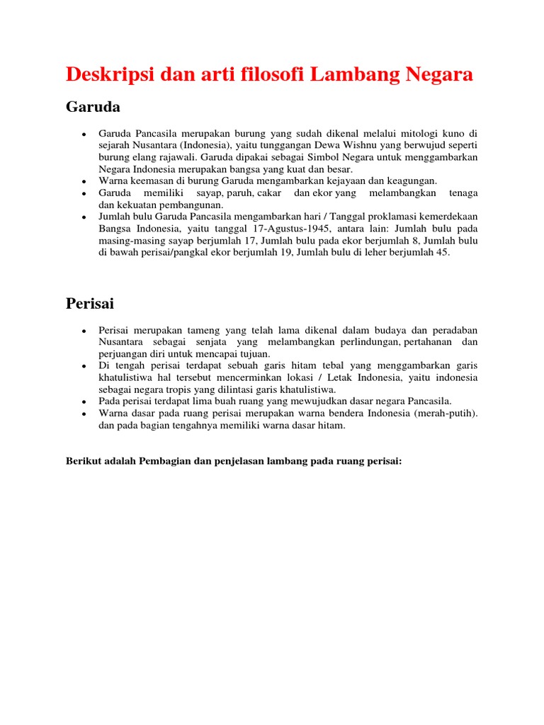 Arti Dari Lambang Lambang Garuda