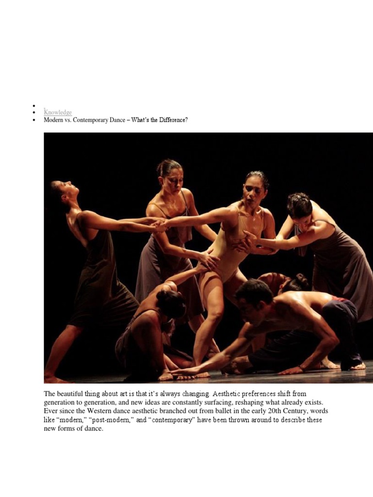 Modern Vs Contemporary PDF Dances Concert Dance