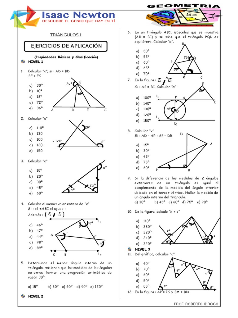 Propiedades y Ejercicios de Triángulos | PDF | Triángulo | Geometría ...