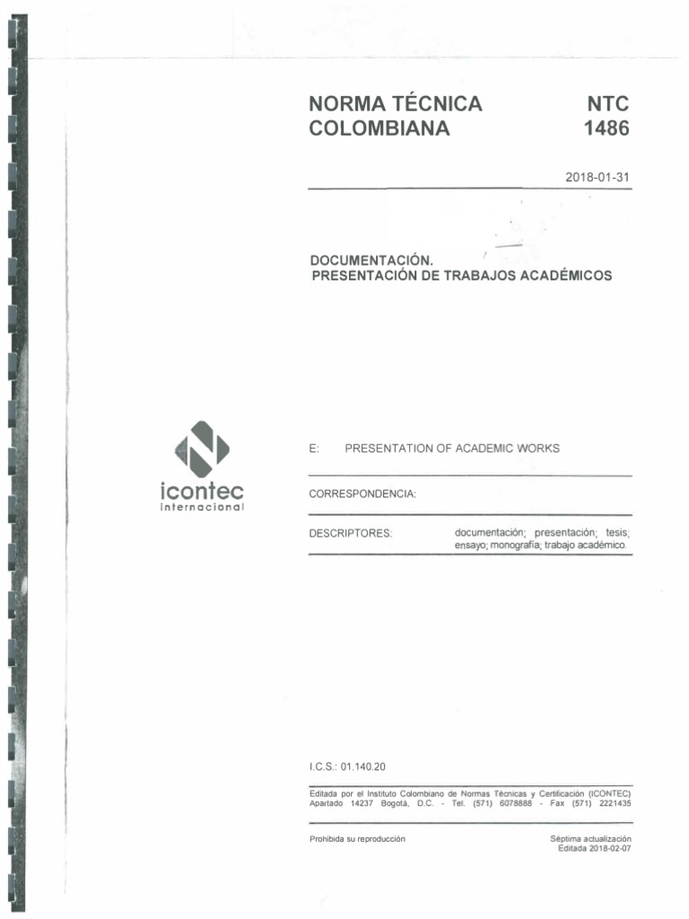 NTC 1486-2018 | PDF | Fuentes | Obras intelectuales