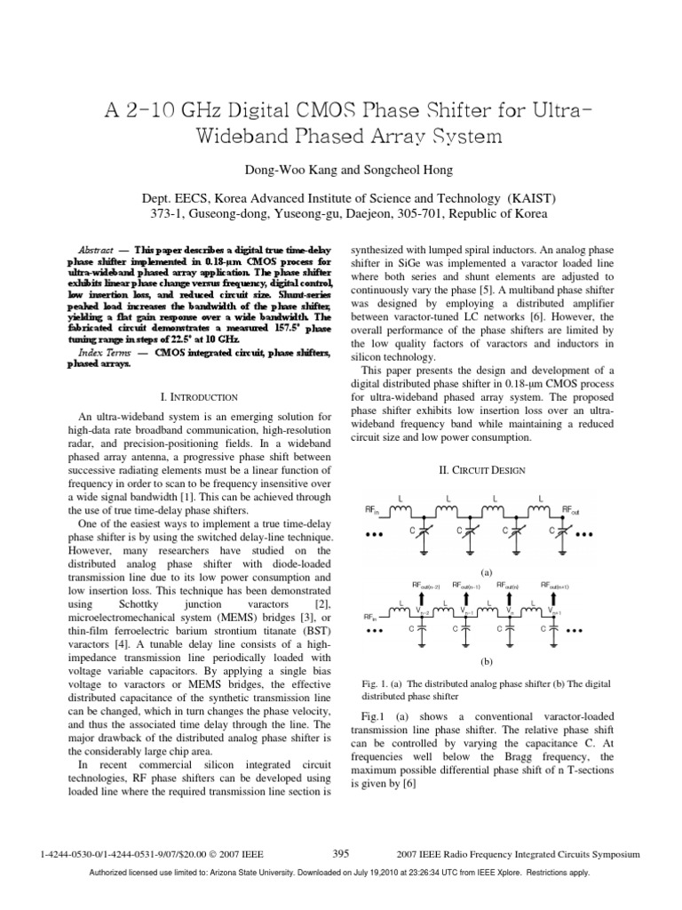 CMOS Digital Phase Shifter for UWB | PDF | Field Effect Transistor | Mosfet