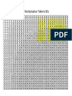 30 X 30 Multiplication Table PDF