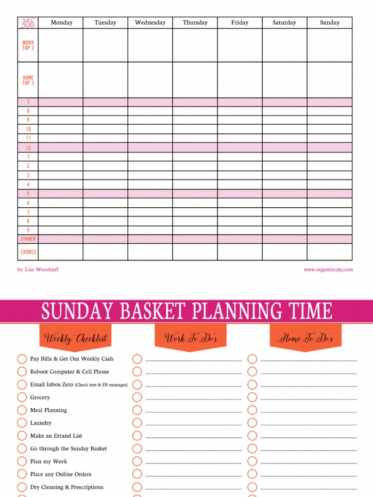 Sunday Basket Planning Time PrintableS PDF PDF