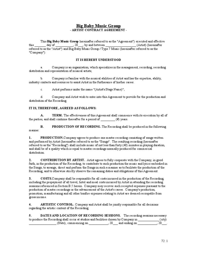 Big Baby Music Group Recording Contract | PDF | License | Royalty Payment