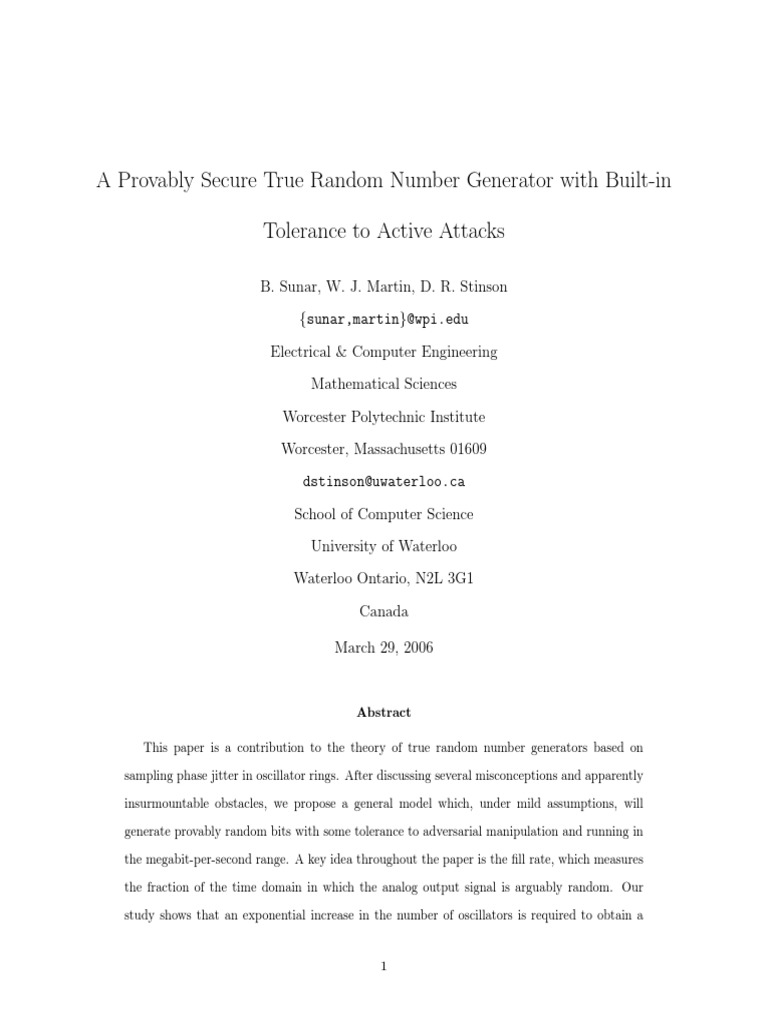 A Provably Secure True Random Number Generator with Built-in Tolerance ...