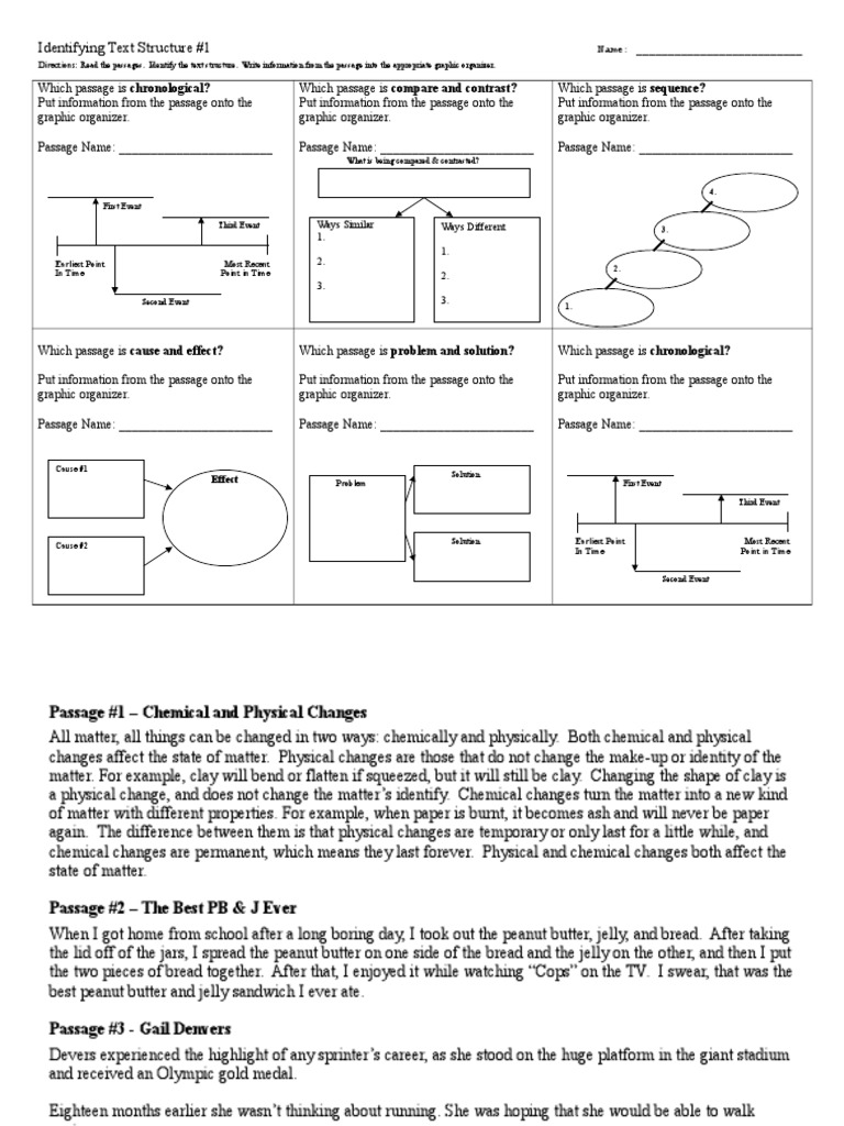 Text Structure Identification Guide | PDF | Matter | Information