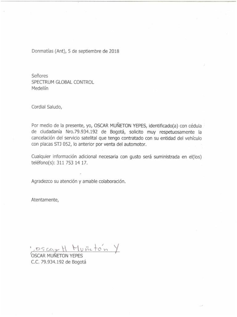 Formato de Carta RENUNCIA SEGURO DE VEHICULO | PDF