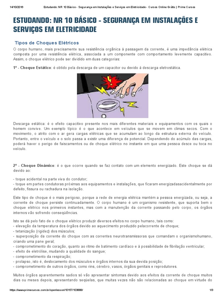 Tipos de Choques Elétricos e Efeitos | PDF | Eletricidade | Choque ...