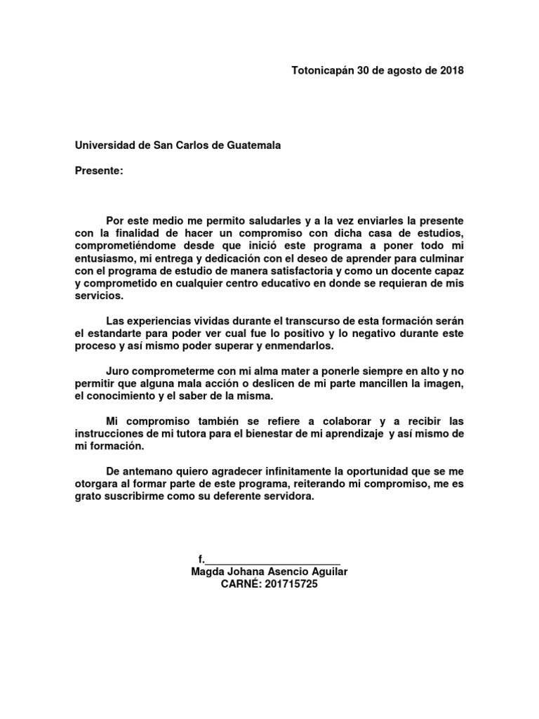 Carta de Compromiso