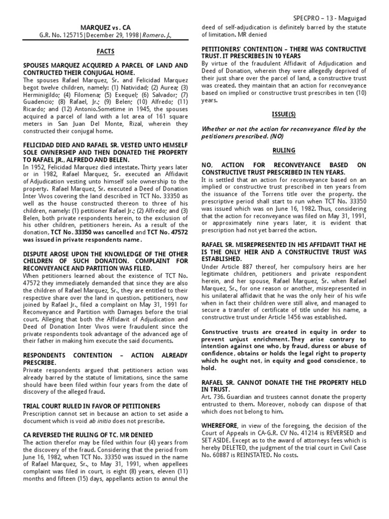 13 Marquez v. CA PDF Trust Law Statute Of Limitations